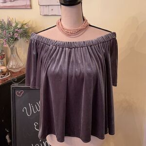 Philosophy Silver Grey Off Shoulder Swing Top Sz S